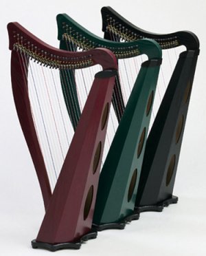 Picture of burgundy, green and black Ravenna 34 harps